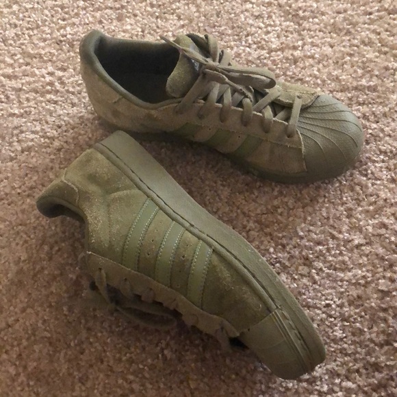 olive green adidas shell toes